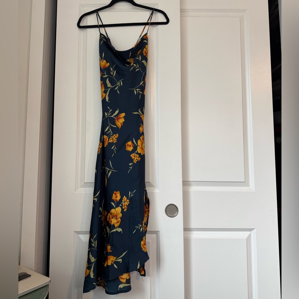 Astr Floral Maxi Dress in Navy and Yellow